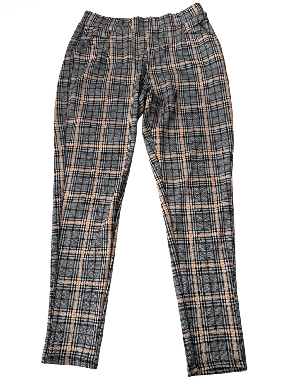 Maze Collection Slim Plaid Trousers Black & Orange - Size L